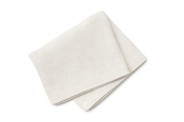 White folded textile napkin isolated on transparent background
