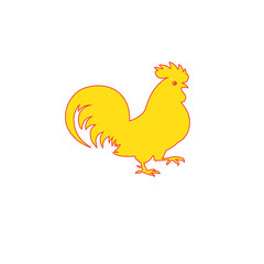 Golden rooster illustration on white background.