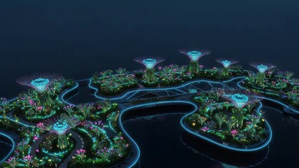 Abstract illuminated garden island display - Powered by Adobe