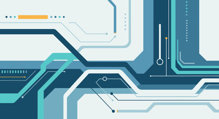 Naklejka premium Abstract technological background with circuit board elements and data streams visualization