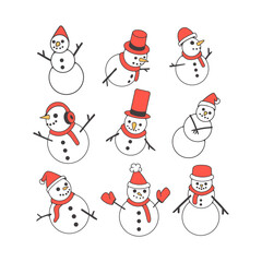 Cute Snowmen Collection for Winter and Christmas Holidays