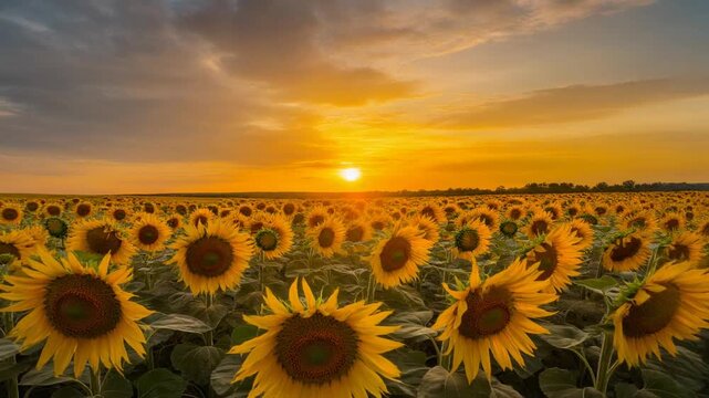 sunflower field at sunset