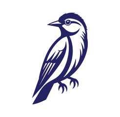 Fototapeta premium Stylized blue bird illustration on white background suitable for logos and designs