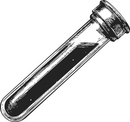 Test tube sketch hand drawn laboratory glassware isolated on white &mdash; stock vector