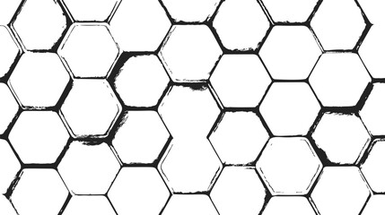 Obraz premium Hexagon pattern sketch hand drawn seamless geometric black and white background — stock vector