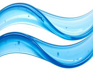 Translucent blue fluid waves with small air bubbles on black