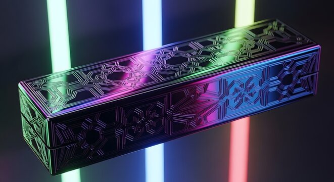 Neon Geo: Futuristic Patterned Metallic Box