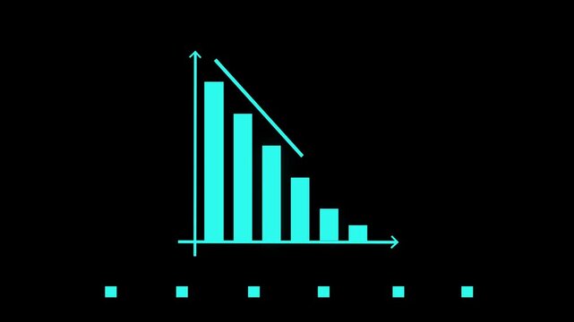 Abstract business growth icon. Cyan color business graph with down arrow. Arrow rising graph scale symbols Rising Bar Graph & Financial Analysis with gradient colour, Animated Stock Market Bar Graph
