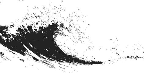 Naklejka premium Ocean wave sketch, hand drawn style with dynamic crest and splashing water — stock vector