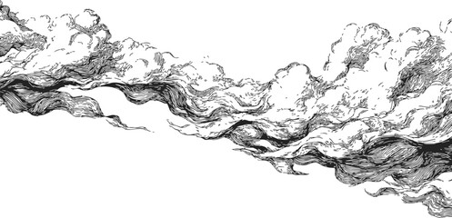 Clouds sketch hand drawn swirling dramatic sky border &mdash; stock vector