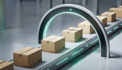 Arch Scanner Conveyor with Parcels — Fast Shipping Visual
