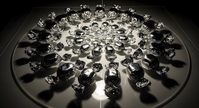 Glimmering Silver Delights: Luxury Wrapped Candies