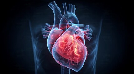 Anatomical heart pumping strongly in digital animation, perfect for medical presentations and health campaigns