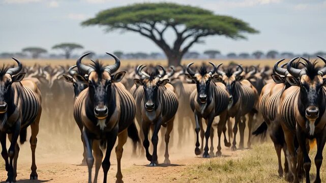 Wildebeest Migration in the African Savanna: A Journey Through Nature's Wilderness