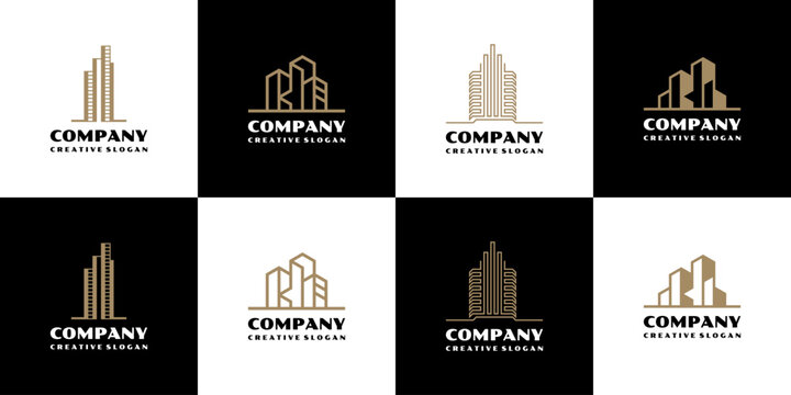 Building Collection Combination Set, Real estate Vector Illustration Logo Design