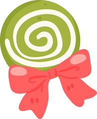 Cute Matcha Swirl Candy Illustration