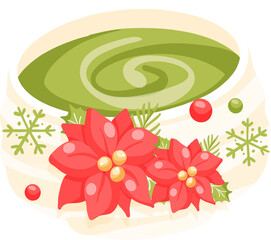 Bowl of Matcha with Poinsettia Illustration