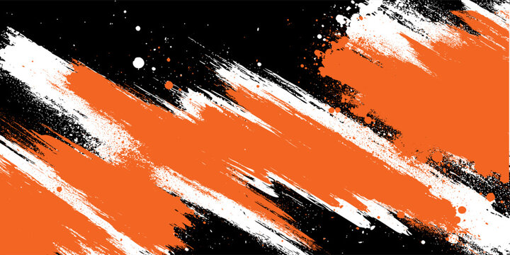 orange black brush Car sticker wrap pattern banner abstract sporty lines black orange color combination grunge brush pattern motorsport vector design.