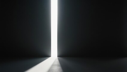 Bright Light Illuminating a Dark Room Through a Narrow Opening.