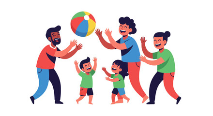 Family Fun: Vibrant Illustration Depicting Joyful Moments of Bonding and Games
