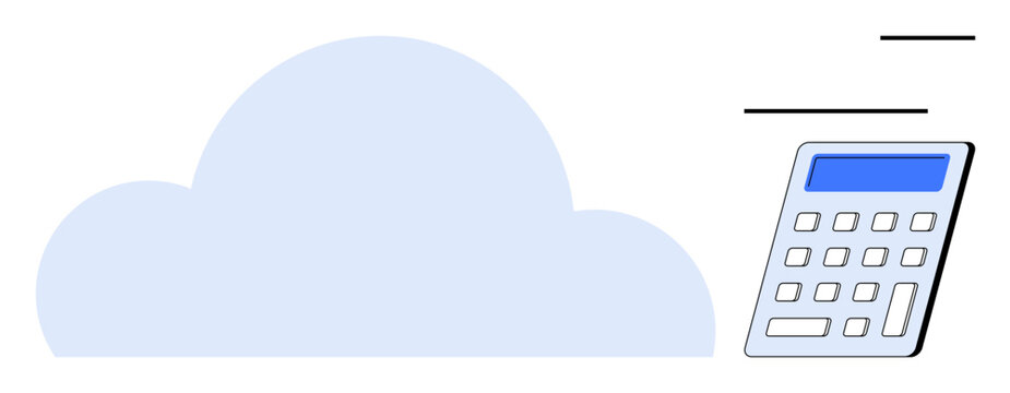 Cloud and calculator emphasizing remote data storage, online financial calculations, and computing. Ideal for cloud services, finance, technology, education, data management, business digital tools