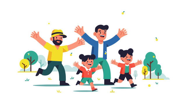 Family Having Fun In The Park With Joyful Expressions Outdoors Together