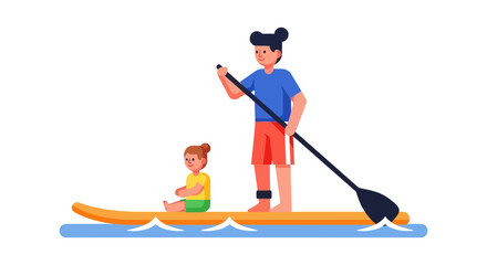 Family Paddling On The Water: Enjoying Fun And Leisure Together On Sup Board