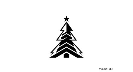 Icon set Christmas tree design elements, illustrator and vector