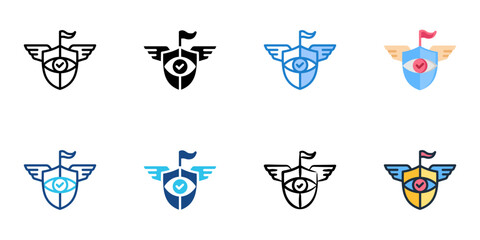 Intelligence agency icon set multiple style collection 
