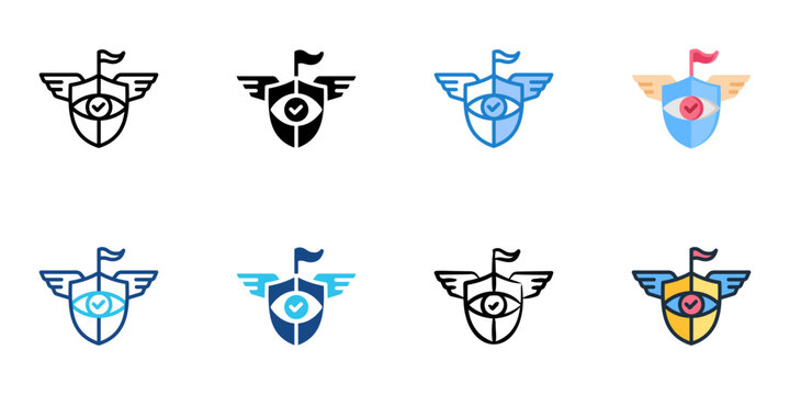 Intelligence agency icon set multiple style collection 
