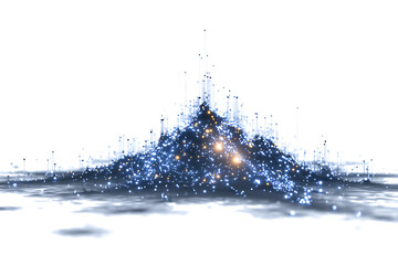 Dynamic digital data visualization representing complex information, glowing lights and lines forming a vibrant, futuristic landscape, great for tech concepts