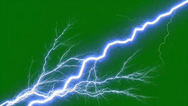 Electrifying thunderbolt strikes across a vibrant green sky, creating an awe-inspiring visual metaphor for power and energy