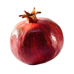 Single Ripe Pomegranate Fruit Isolated on Transparent Background with Soft Studio Lighting and Detailed Texture