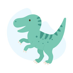 Cute velociraptor standing on two legs with cheerful smile, velociraptor illustration capturing playful prehistoric spirit, perfect for childrens books, posters, stickers and educational materials.