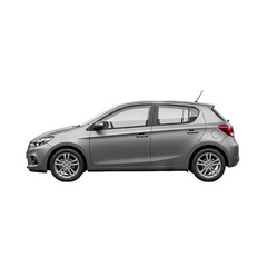 Silver Hatchback Car With Tinted Windows Parked Outdoors With Black Transparent Background Ready For Editing