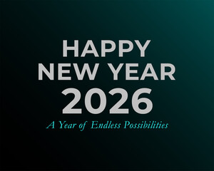 Happy New Year 2026 Teal Gradient Greeting