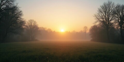 misty morning sunrise