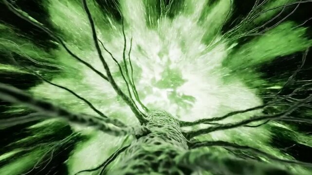 Green Electric Energy Surging Through Neural Network Vines.