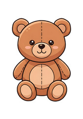 Naklejka premium A charming cartoon-style teddy bear vector with round features and gentle shading. Ideal for use in kids’ books, printables, merchandise, greeting cards, and playful graphic projects.