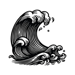 illustration of a large ocean wave cresting.