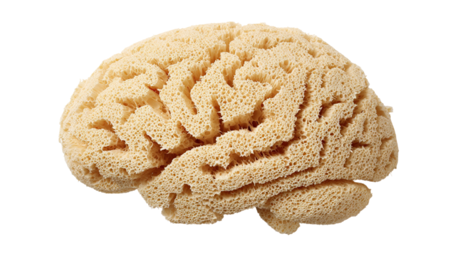 A close-up view of a brain coral shows a detailed pattern of curving lines and shapes in a natural light