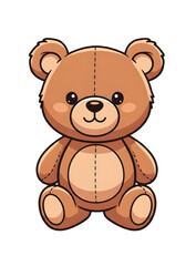 Fototapeta premium A cute vector illustration of a brown teddy bear with stitched details, drawn in a soft cartoon style. Perfect for children’s designs, stickers, nursery decorations, and educational materials.