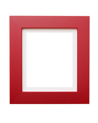 Fototapeta premium Square minimalist frame with bold red exterior and crisp white inner edges on transparent background