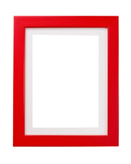 Sleek rectangular picture frame with bold red border and white interior on transparent background