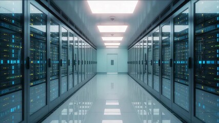 Modern server room showcasing data storage and network infrastructure technology solutions - Powered by Adobe