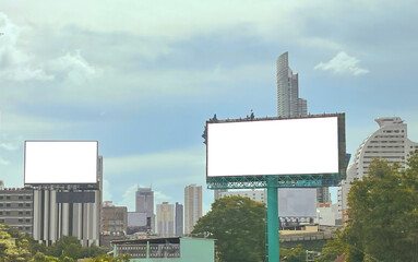 Blank Billboards in an Urban Cityscape