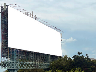 Billboard Mockup with Cloudy Sky Background