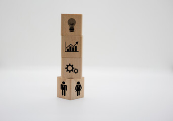 Wooden Blocks With Business and Development Icons