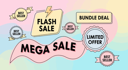 Colorful Promo Bubble Illustrations for Sale and Deals Modern Digital Design