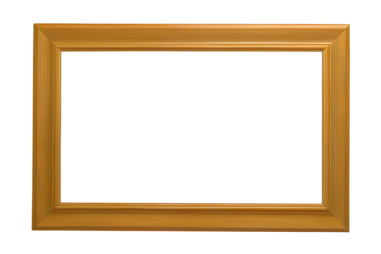 Polished wooden frame with golden-brown finish and natural wood grain texture on transparent background